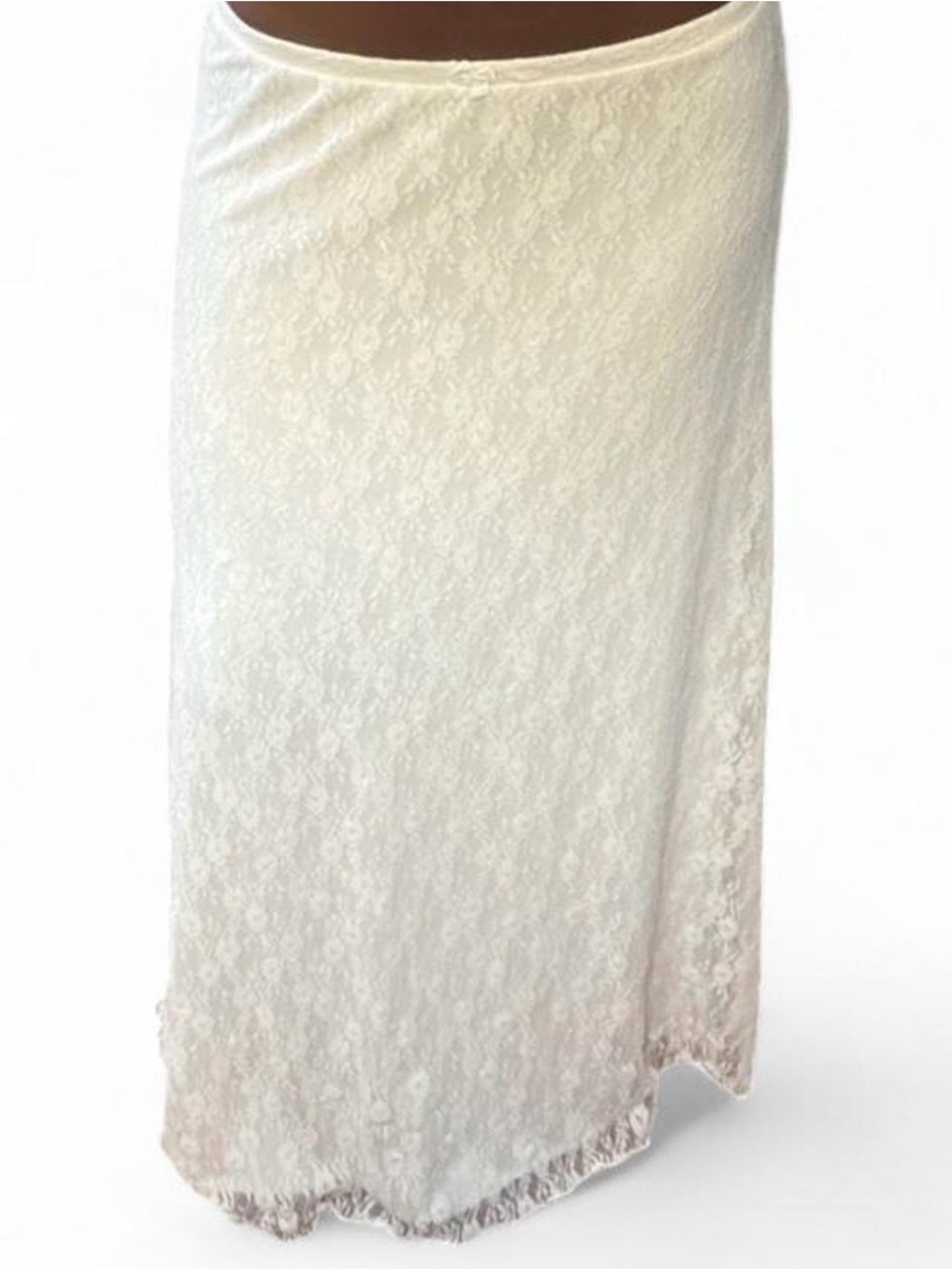 Vintage Lace Maxi Skirt - White